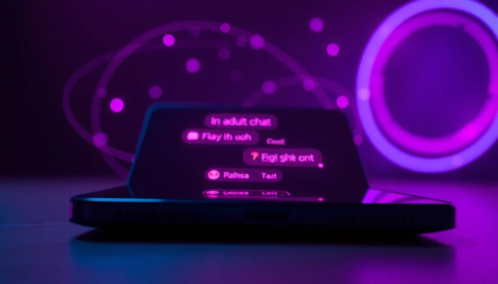 Immersive scene showcasing a sex chat AI environment with vibrant colors and modern technology.