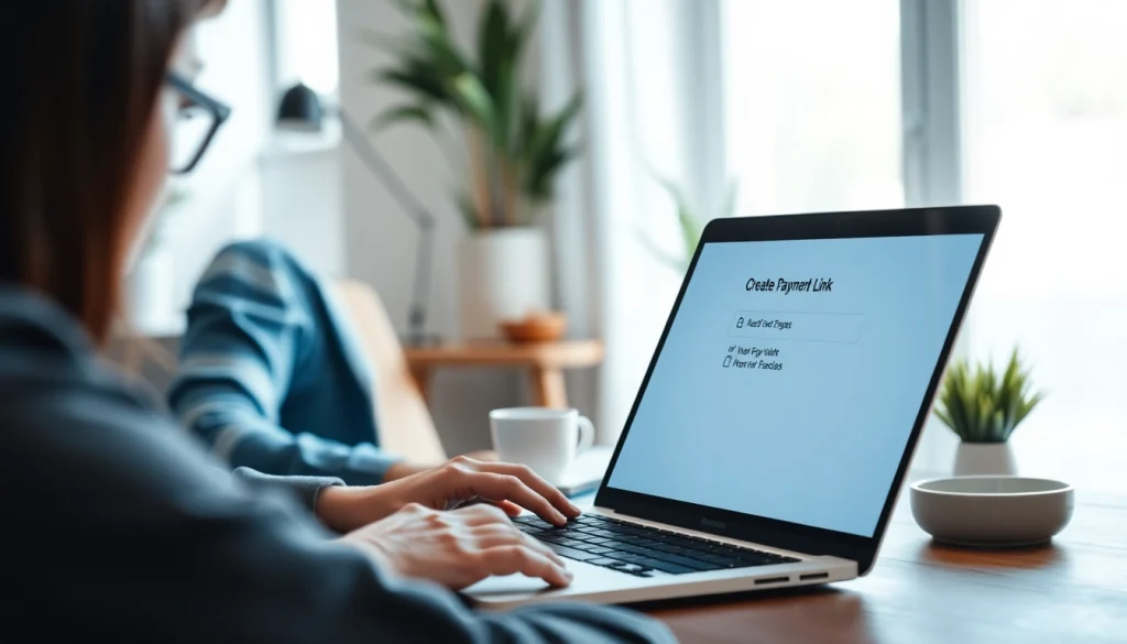 Create a pay link for a file using a user-friendly digital interface on a laptop.