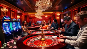 F8Bet players engaged at a roulette table in a luxurious casino setting.