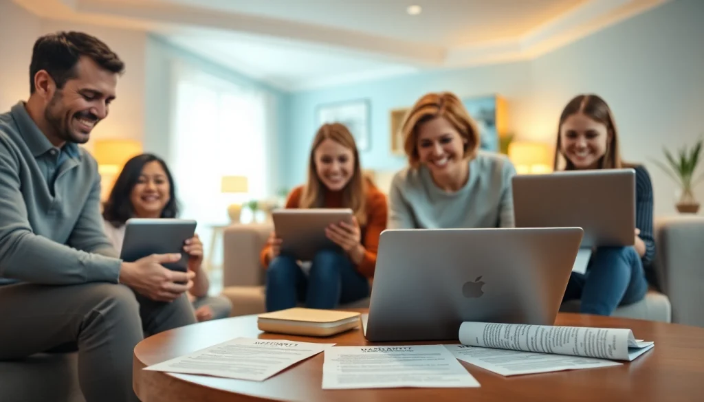 Engaging family scene showcasing electronics with an extended warranty provider theme.