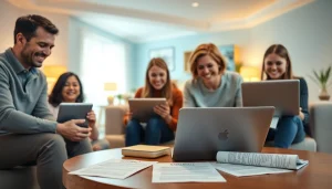 Engaging family scene showcasing electronics with an extended warranty provider theme.