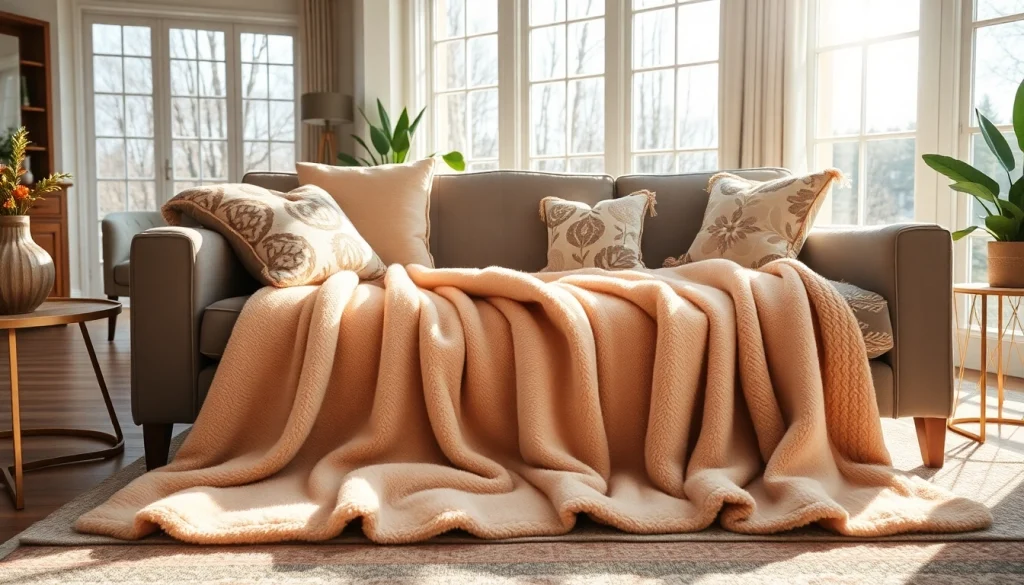 Fleece prints dekens die een gezellige woonkamer opfleuren met warme accenten.