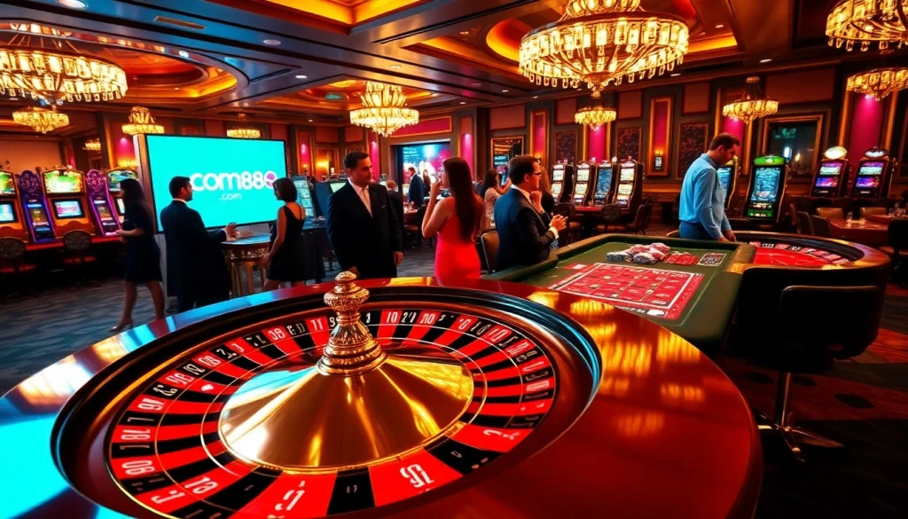Experience the thrill at cm88 com with vibrant casino tables and stylish slot machines.
