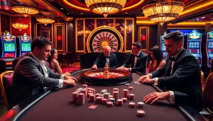 Players strategizing at the poker table and experiencing the thrill of gambling at https://www.kjc.global/.