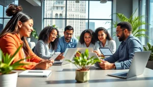 专业团队在现代办公环境中使用 WPS Office 进行协作