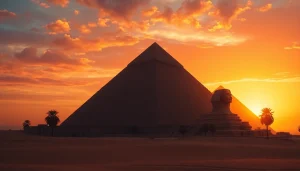 Explore the grandeur of piraminds at sunset, showcasing its majestic architectural features.