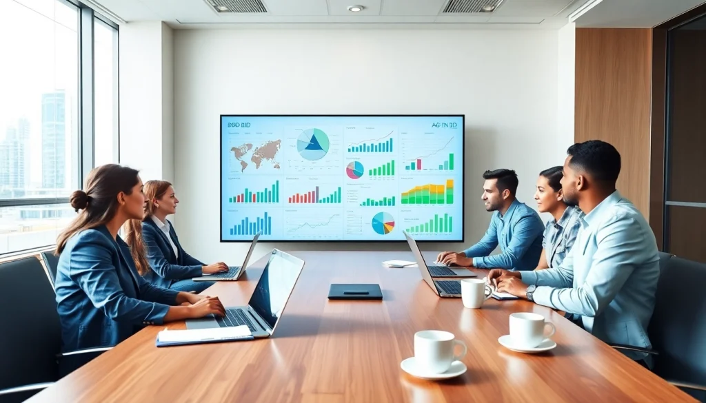 Engaged professionals conducting a Bid-No-Bid Analysis in a modern office setting.