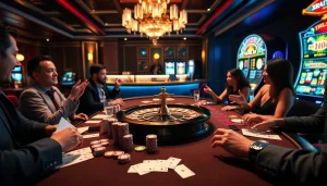 Experience high-stakes excitement at mm88.br.com with vibrant casino visuals featuring poker games.