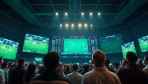 Kèo nhà cái live sports betting environment with fans excitedly watching matches and accessing real-time odds.